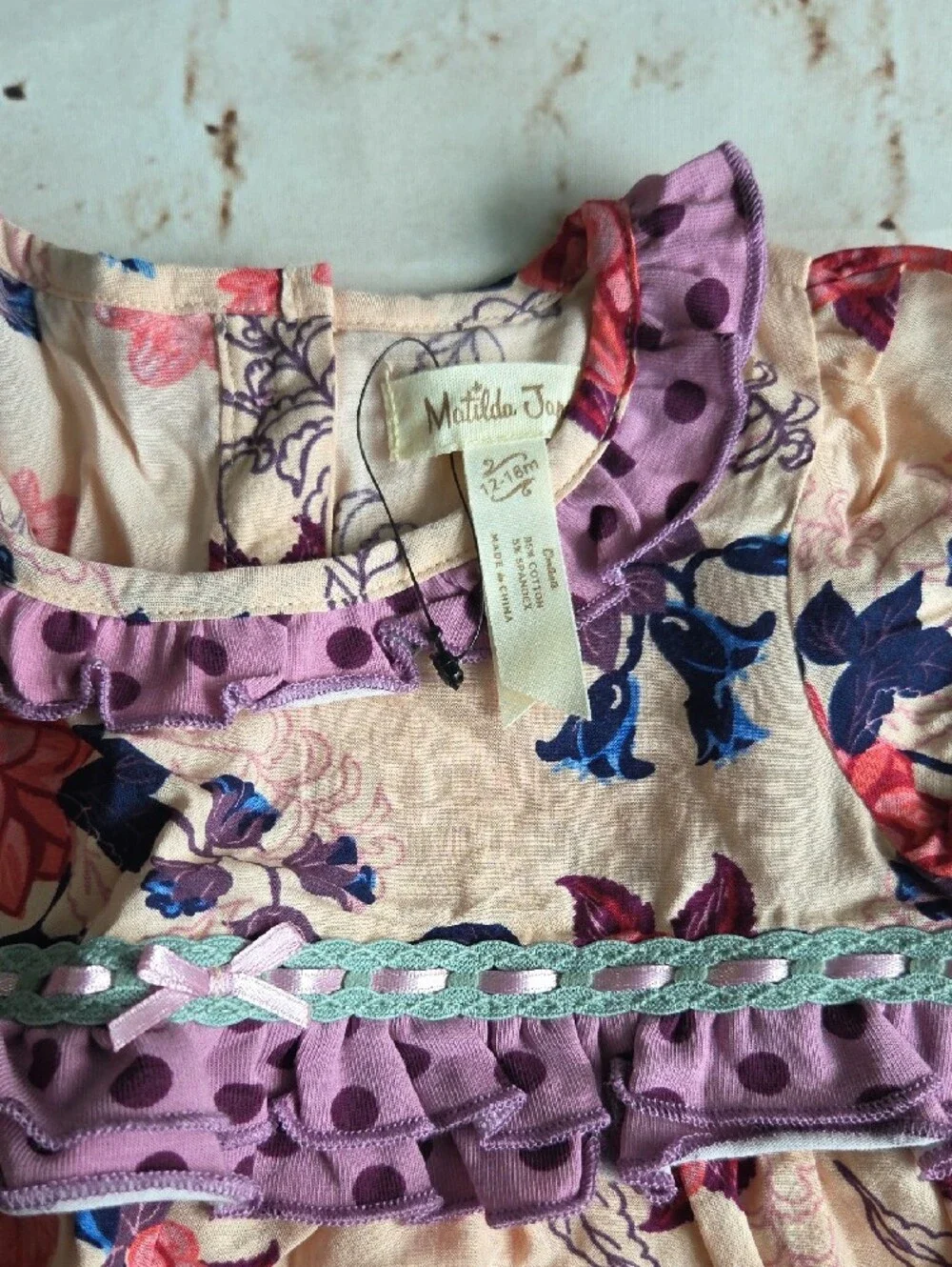 Matilda Jane Floral Ruffle Baby Set with Polka Dot Leggings - Pink & Purple